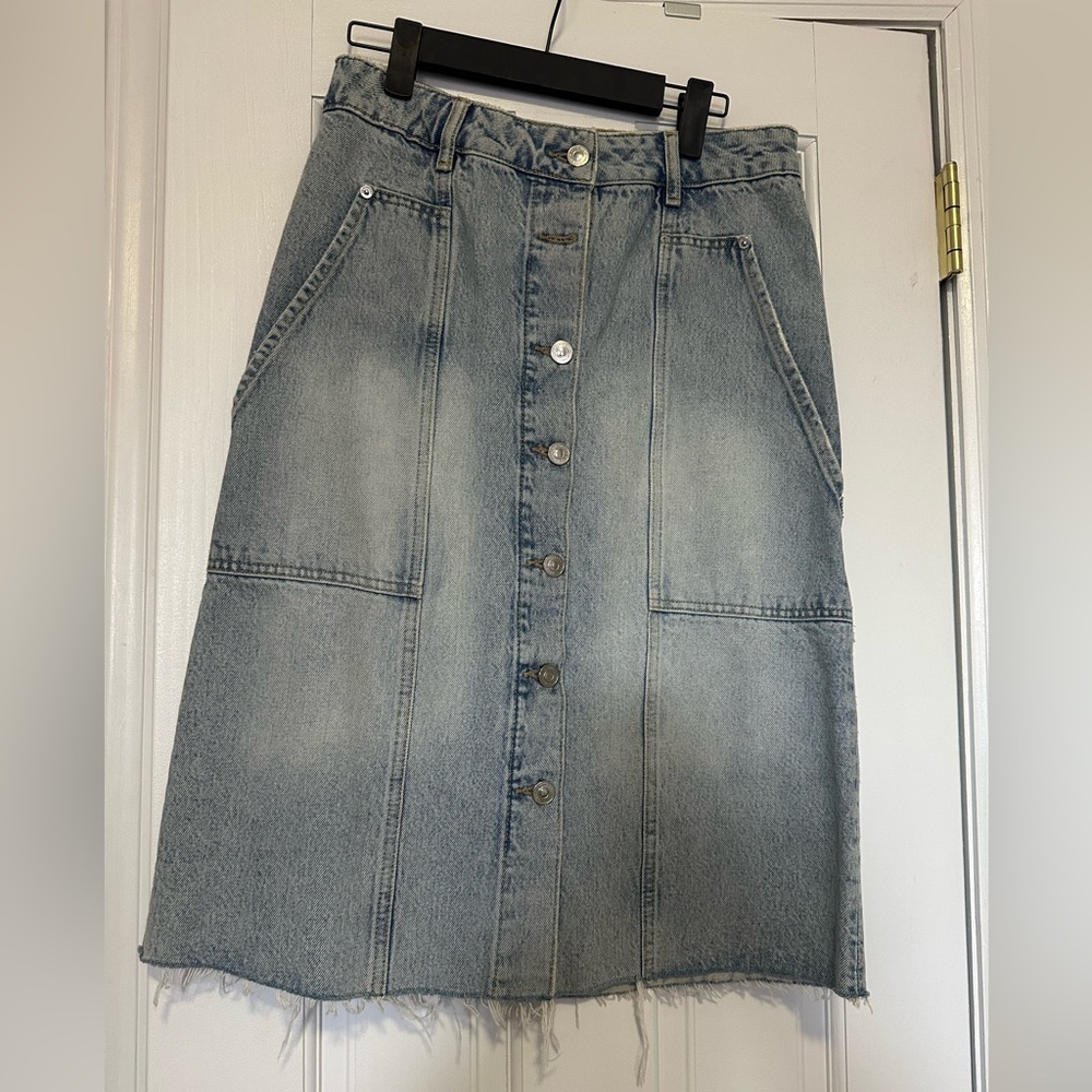 All saints knee length denim skirt